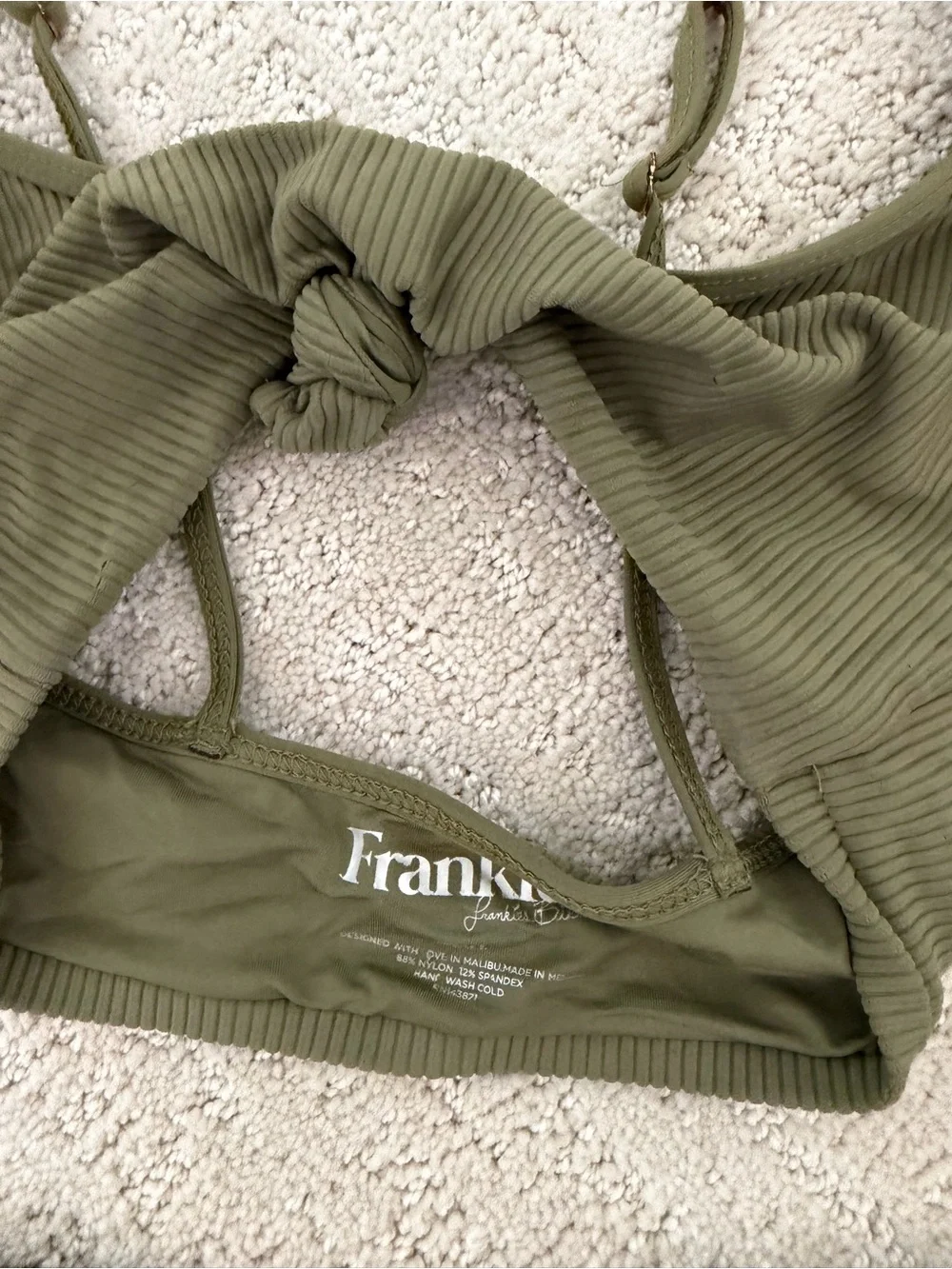 Frankie’s bikinis Olive Ribbed Tie-Front Bikini Set - Women Swim